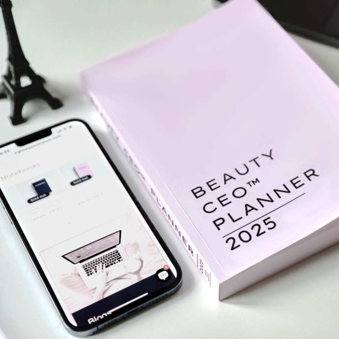 Beauty CEO Planner  - Pink desktop with iPhone